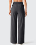 Chillwhisp Drawstring Side Slit Flowy Palazzo Wide Leg Pants