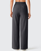 Chillwhisp Drawstring Side Slit Flowy Palazzo Wide Leg Pants