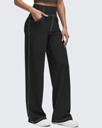 EverGoing Contrast Stitch High-Waist Wide Leg Pants