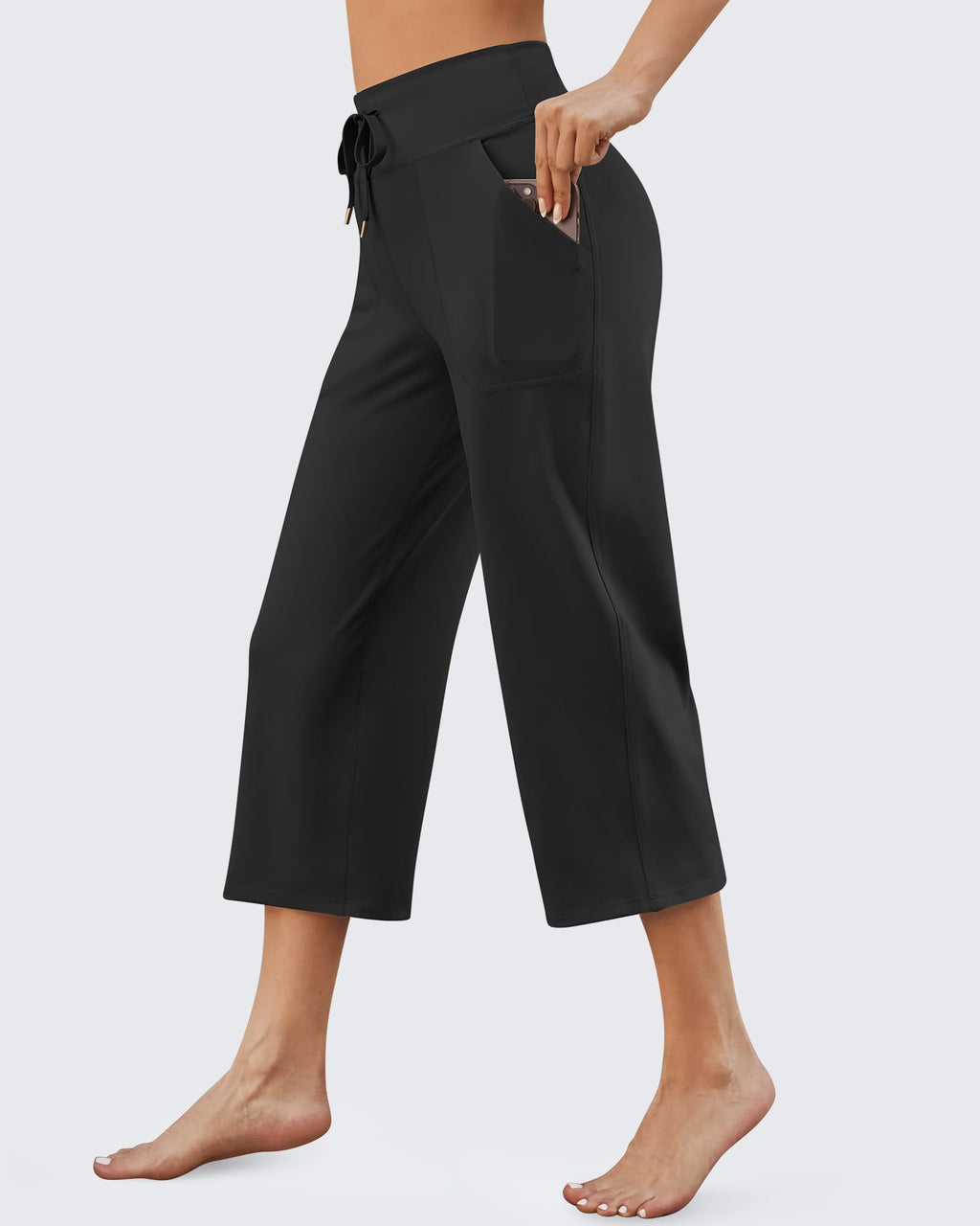 EverGoing Wide Leg High-Rise Drawstring Capris Pants