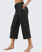 EverGoing Wide Leg High-Rise Drawstring Capris Pants
