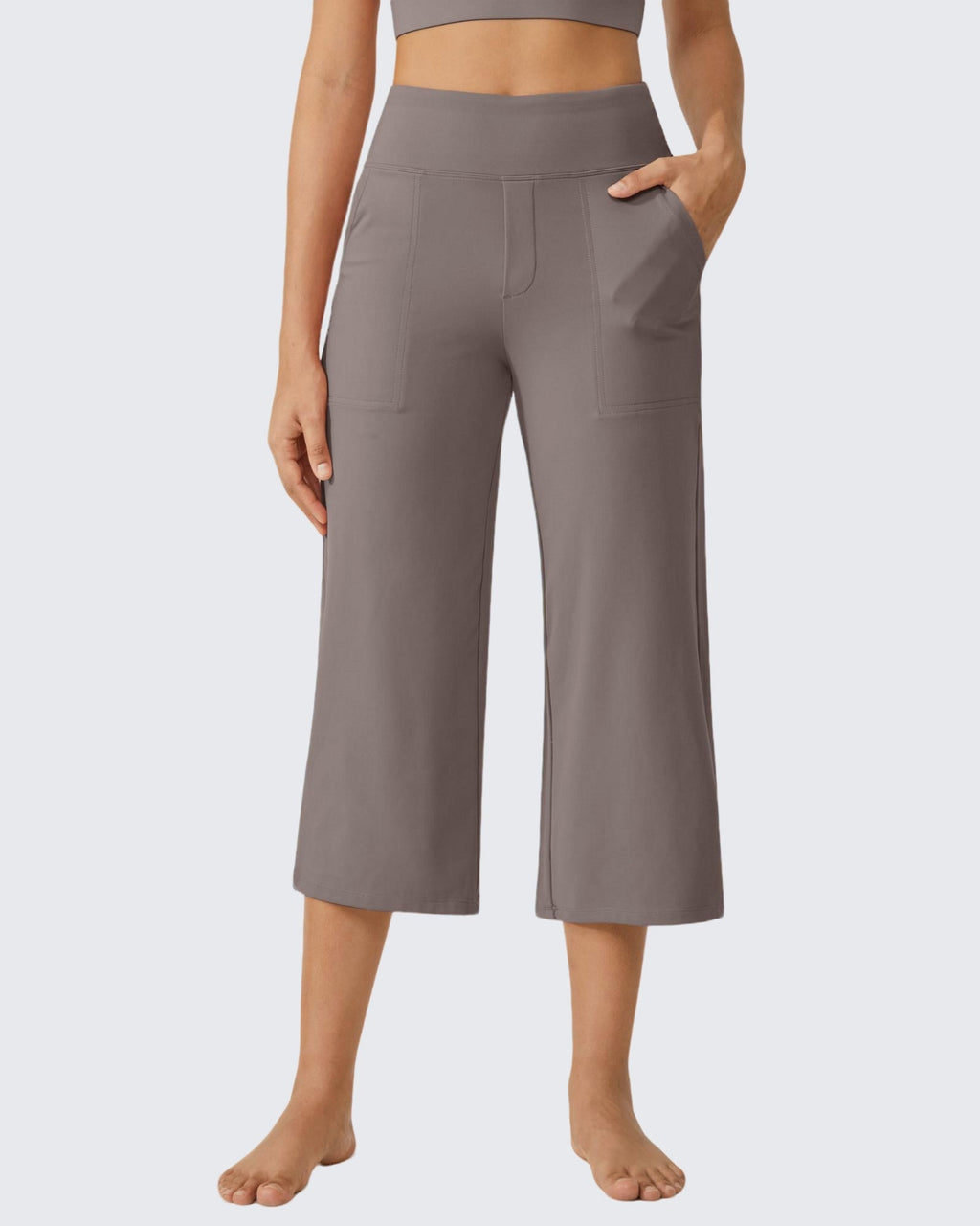EverGoing Wide Leg High-Waist Casual Capri Pants