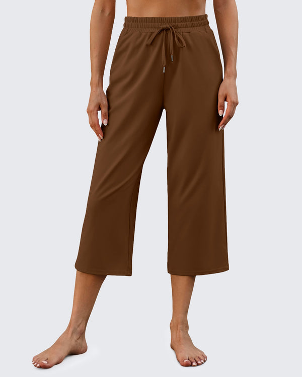 EverGoing Wide Leg Mid-Waist Drawstring Capris Pants