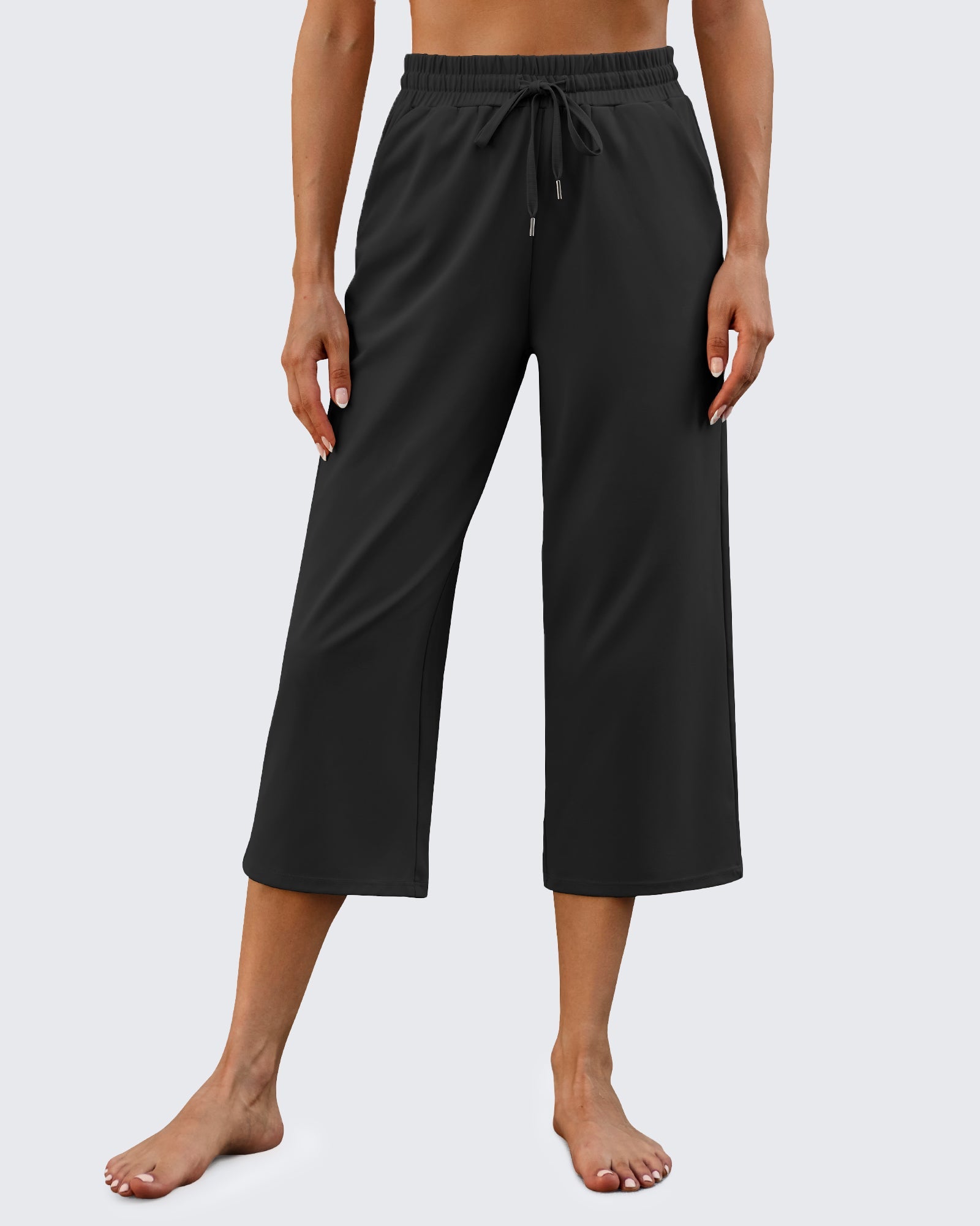 EverGoing Wide Leg Mid-Waist Drawstring Capris Pants