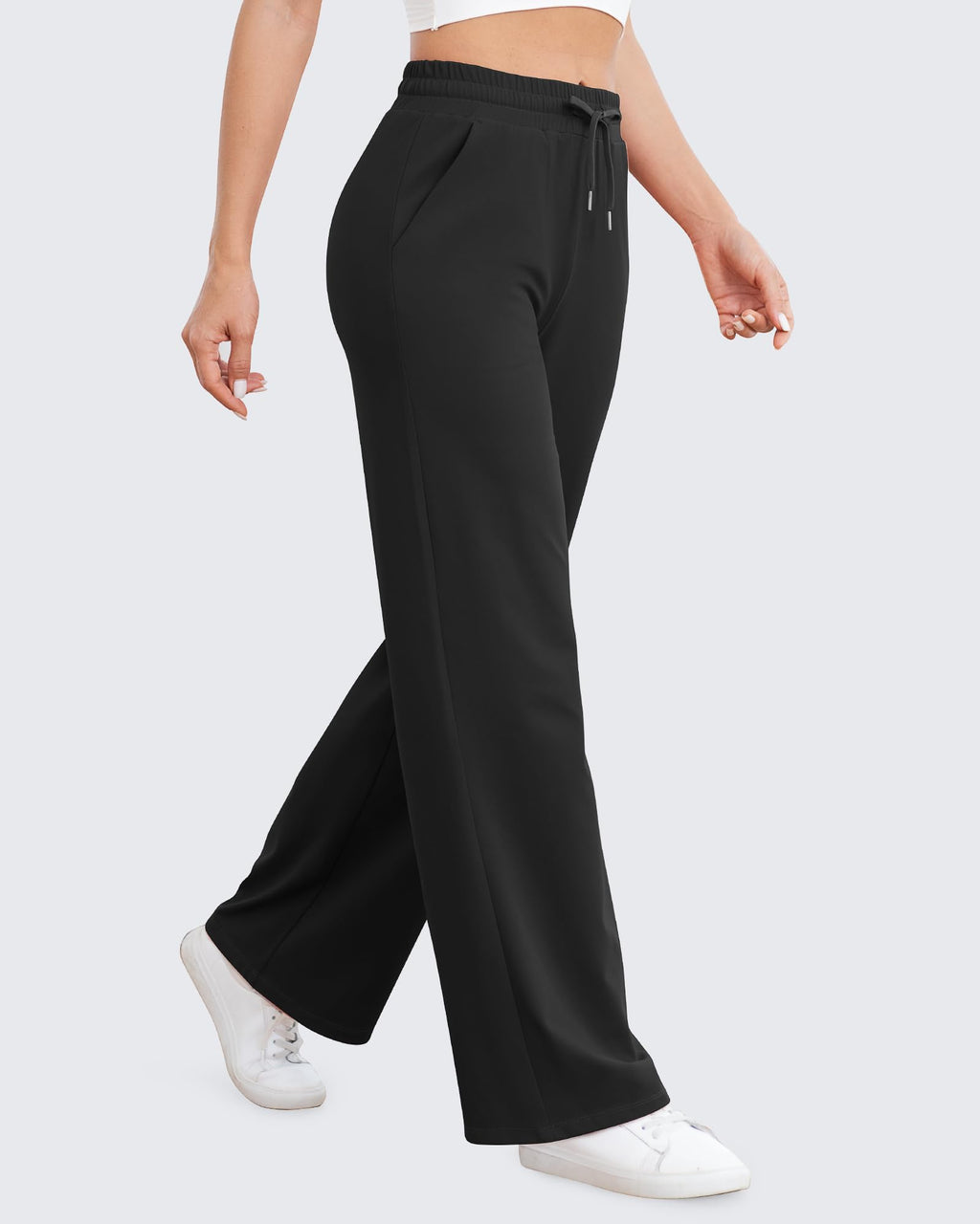 EverGoing Wide Leg Mid-Waist Drawstring Casual Pants