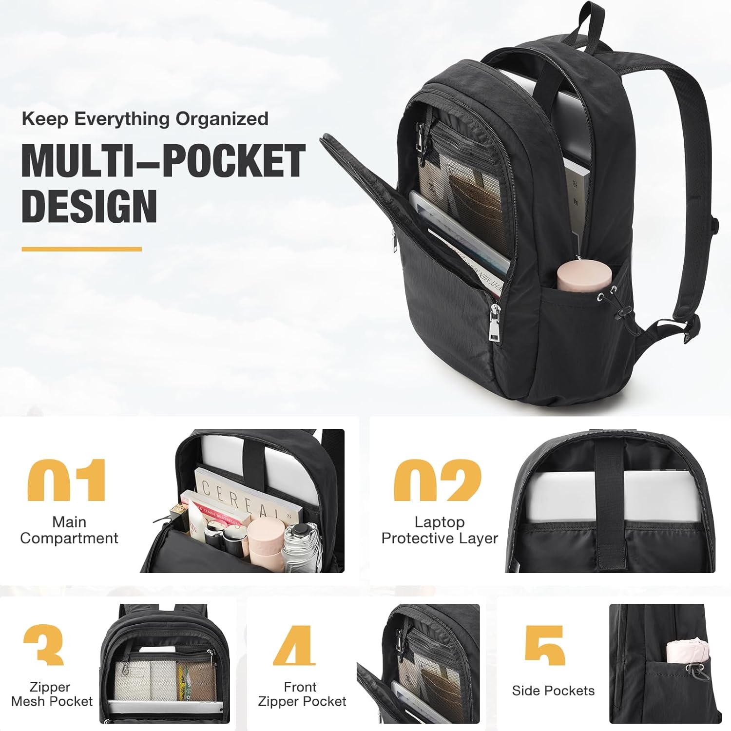 G4Free 15L Water-Resistant Hiking Backpack Adjustable Chest Strap