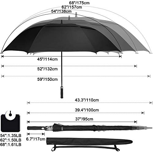G4Free 54/62/68 Inch UV Protection Auto Open Double Canopy Sun Rain Umbrella