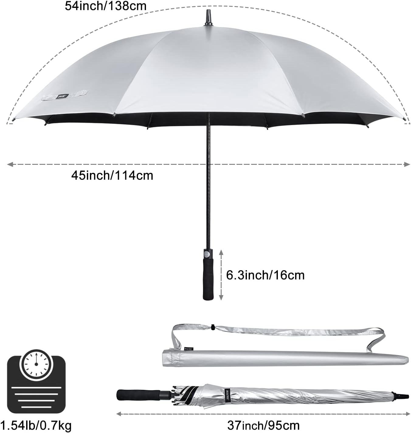 G4Free 54/62 Inch Windproof UV Protection Extra Large Auto Stick Long Umbrella