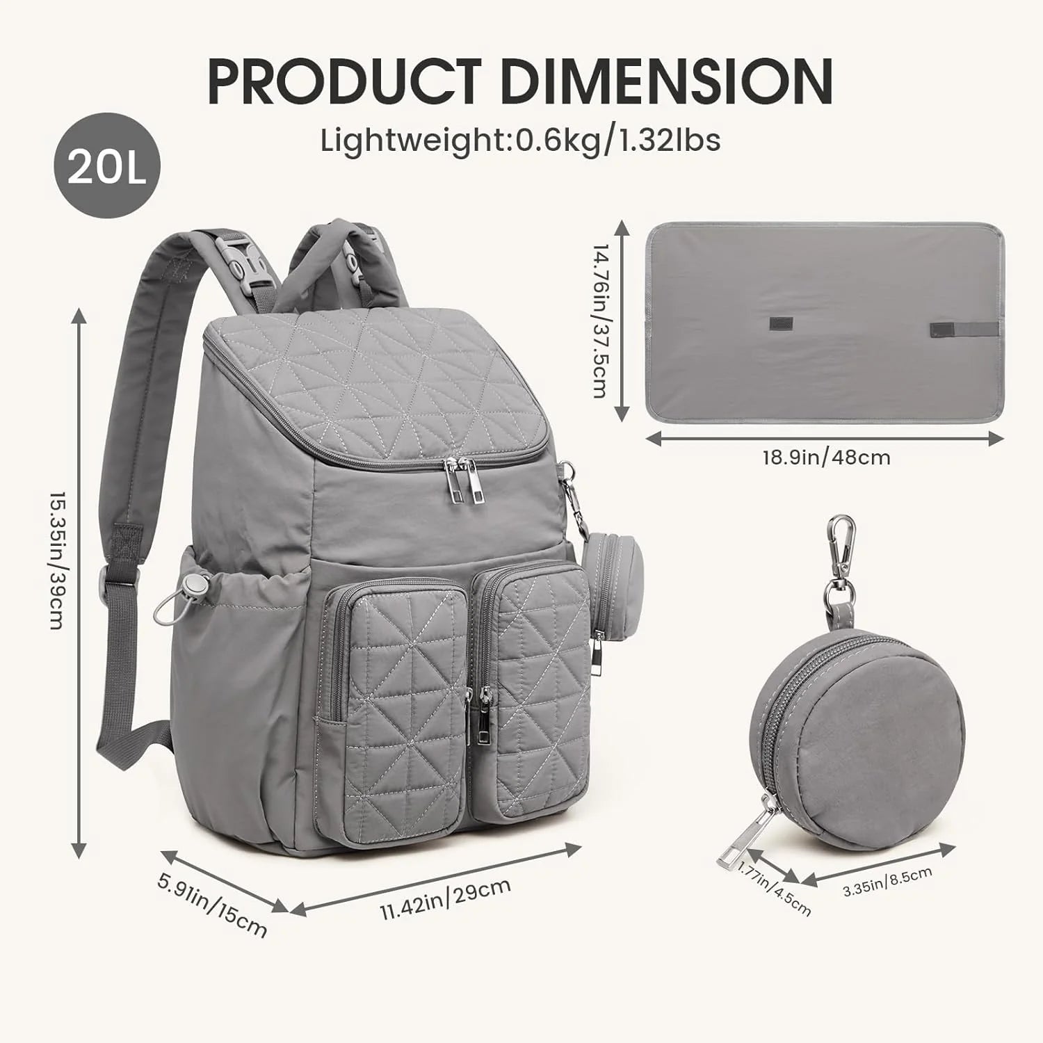 G4Free Diaper Bag Backpack with Pacifier Case & Insulated Pockets