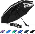 G4Free Eco Fiberglass Frame Double Canopy Reflective Strip Auto Folding Umbrella