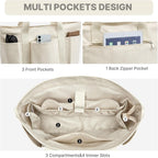 G4free Large Zipper Canvas Tote Bag With Laptop Sleeve