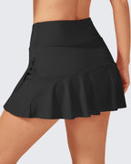 High-Waist Pleated Casual Skorts 15''
