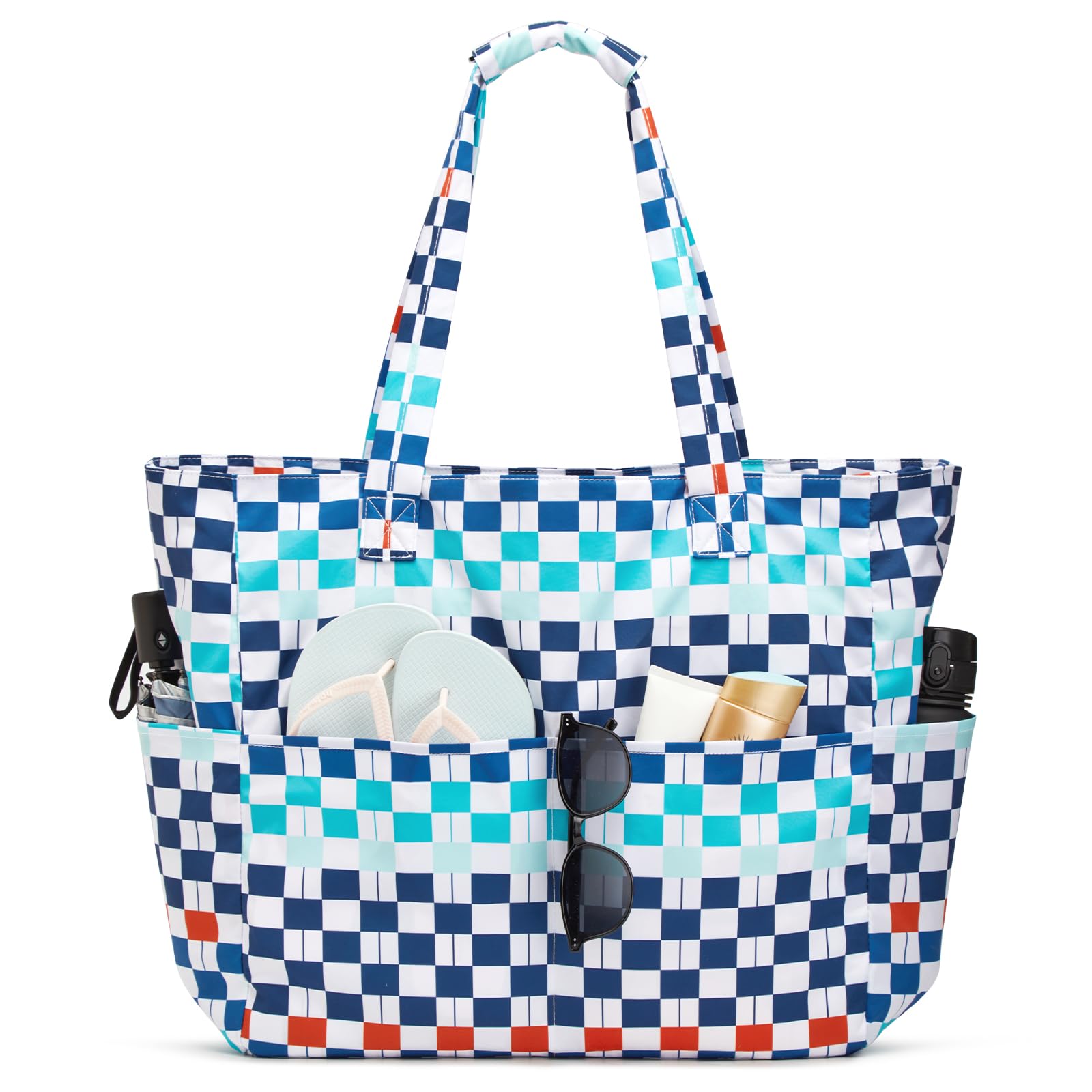 Large Foldable Waterproof Sandproof Beach Tote Bag with Zipper