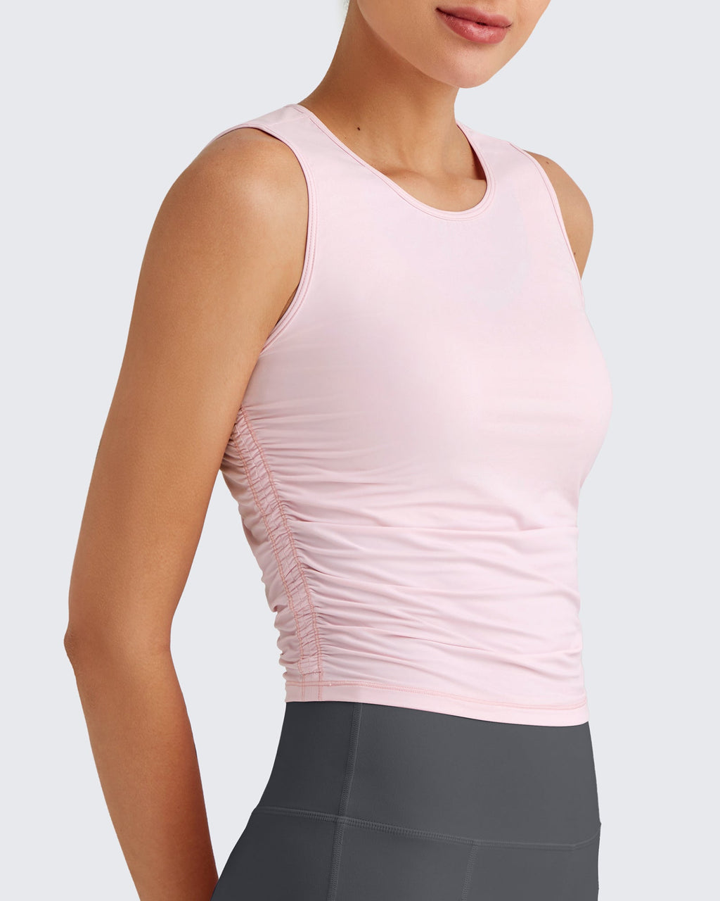 Lightbreeze Side Ruched Sleeveless Workout Tops
