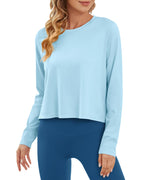 Lightweight Cropped Workout Sun Long Sleeve Tops