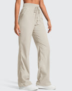 Lightweight Straight Leg Ruched Drawstring Joggers