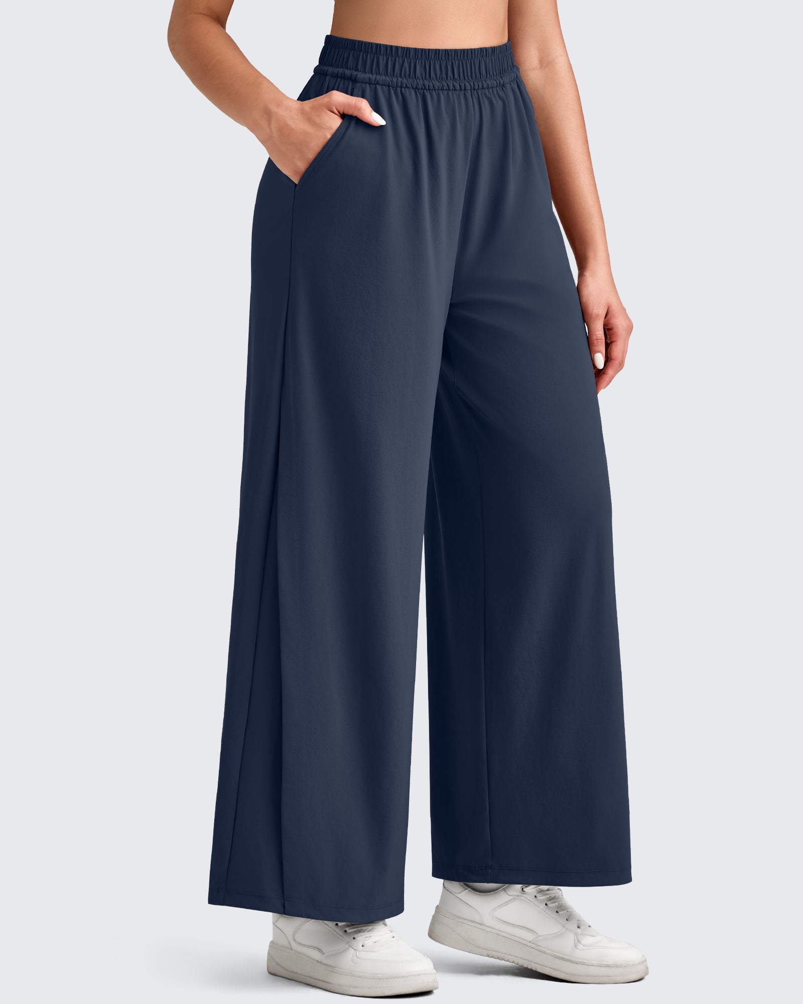 Lightweight Wide Leg Palazzo Ankle Pants