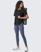 Loose Hip Length Short Sleeve Workout Tops