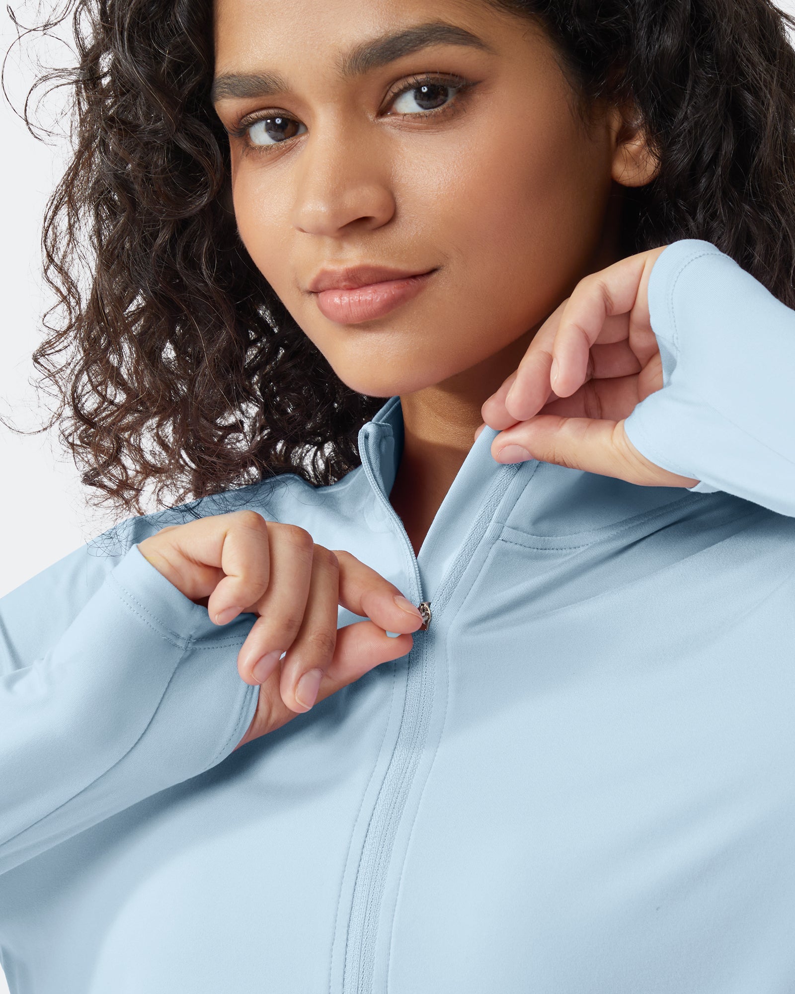 Quick Dry High Neck Sun Half Zip Workout Tops