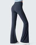 Ribbed High Waisted Pockets Bootcut Leggings