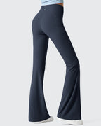 Ribbed High Waisted Pockets Bootcut Leggings