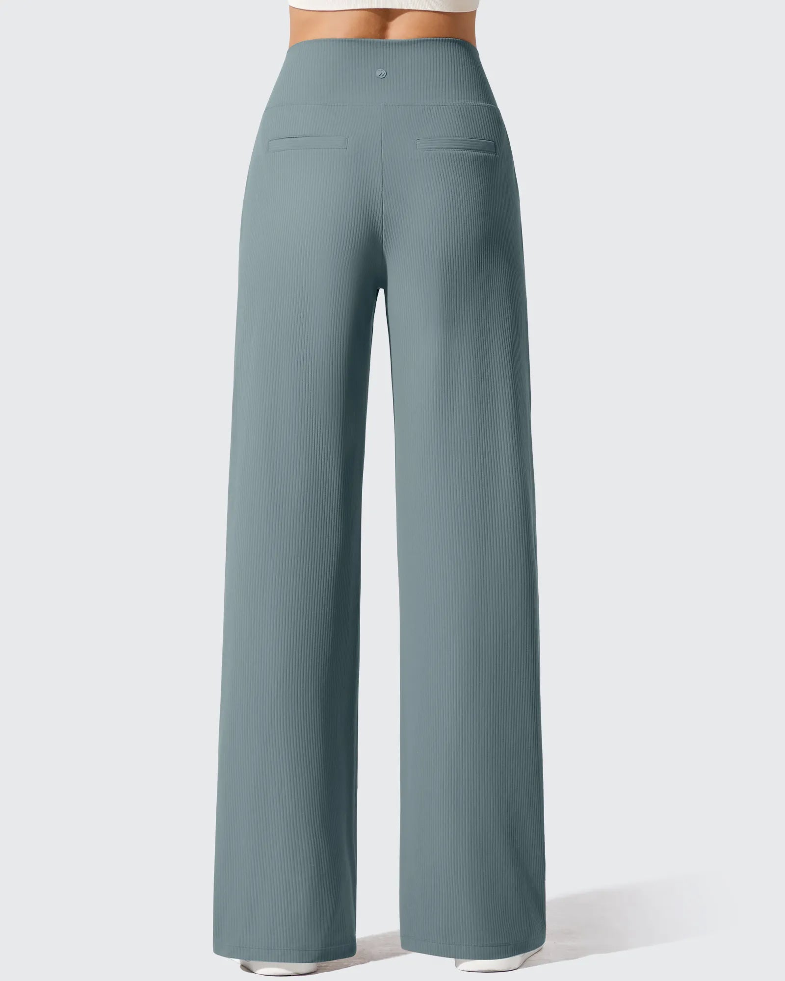 Ribbed Knit High Waist Wide Leg Yoga Pants