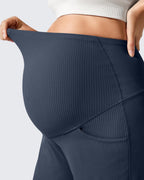 Ribbed Maternity Wide Leg Casual Yoga Pants