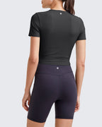 Ribbed Slim Workout Crop Short Sleeve