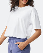 Scoop Neck Short Sleeve Workout Crop Tops