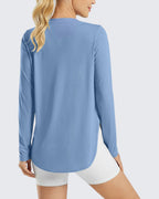 Scoop Neck UV Sun Workout Long Sleeve Tops