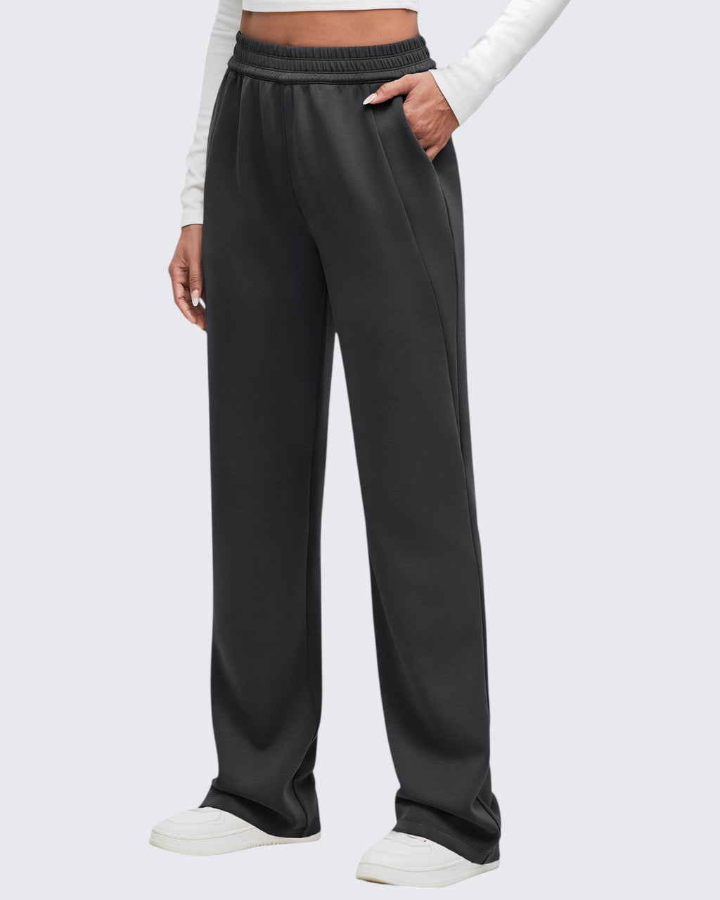 Smoofit Elastic-Waist Wide Leg Sweatpants Petite