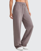 Smoofit Elastic Waistband Drawstring Wide Leg Sweatpants