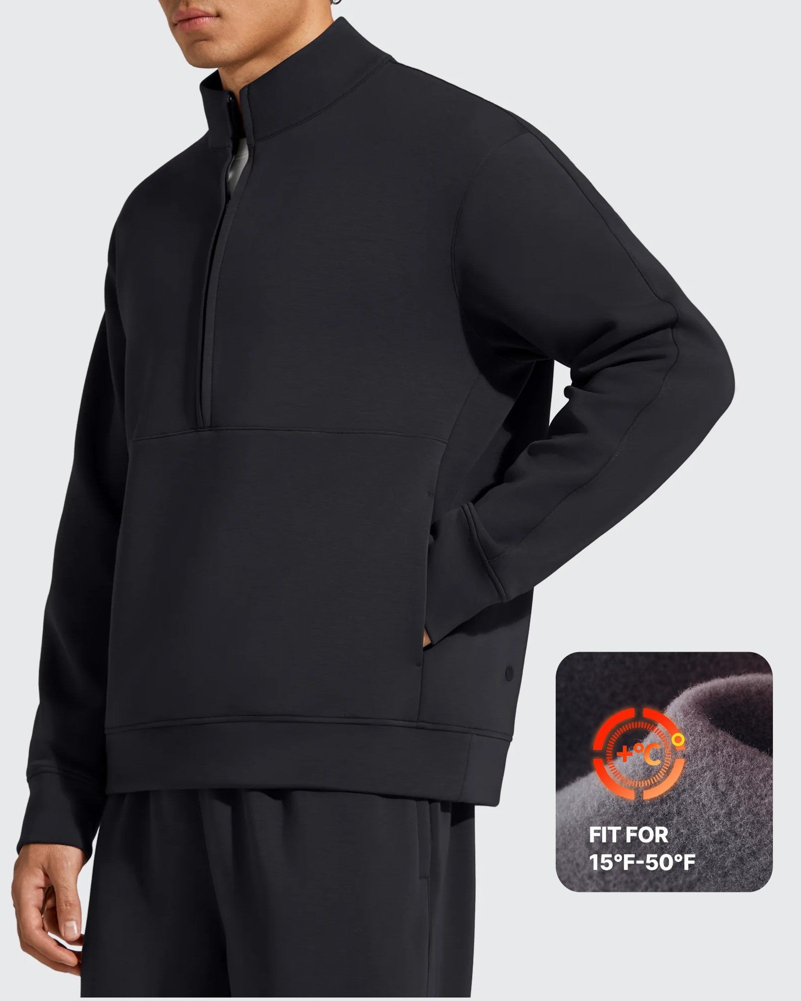 Smoofit Men's Fleece Half Zip Pockets Mock Neck Sweatshirts