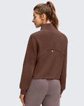 Smoofit Modal Zip Up Mock Neck Pockets Sweatshirts