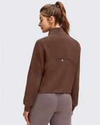 Smoofit Modal Zip Up Mock Neck Pockets Sweatshirts
