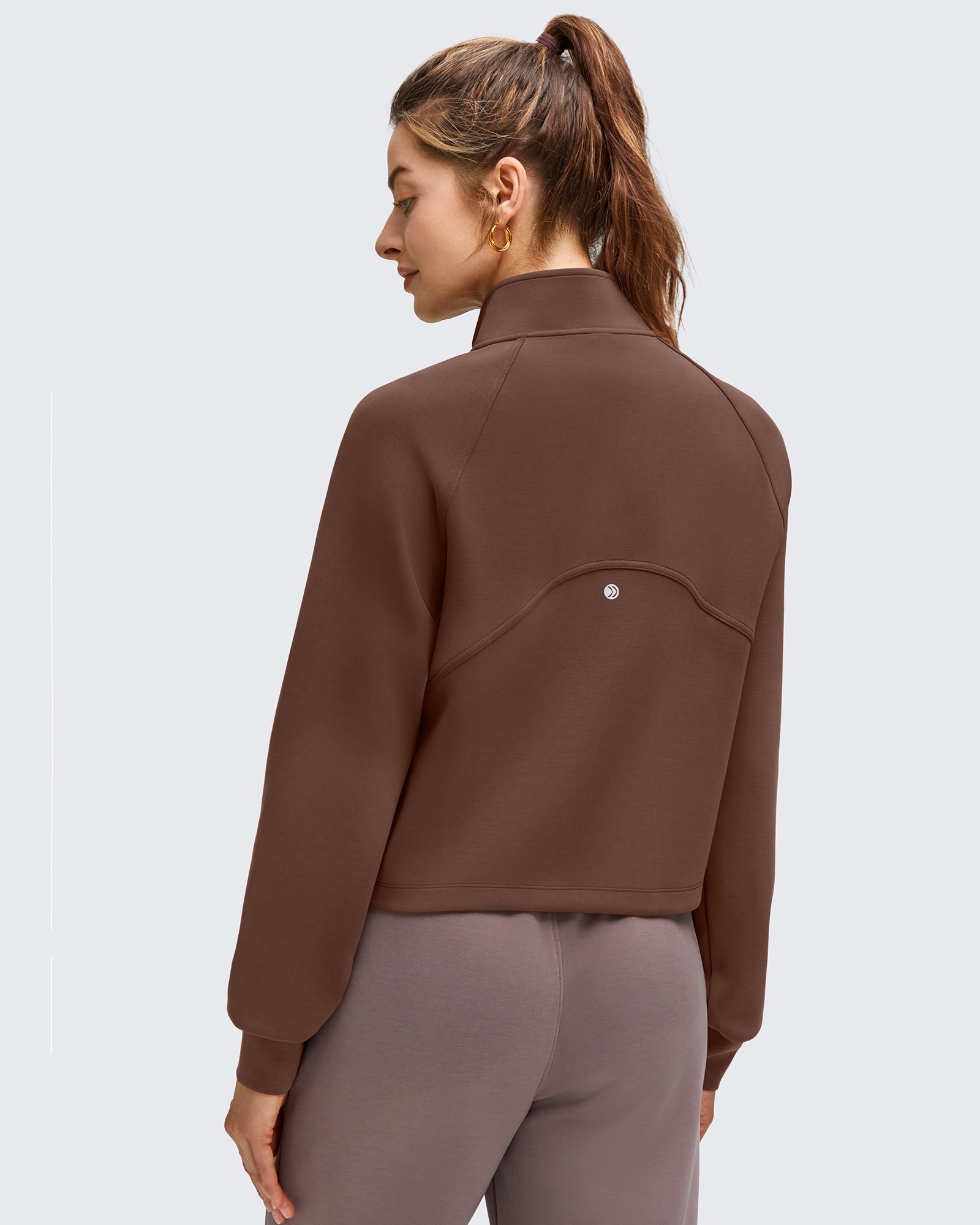 Smoofit Modal Zip Up Mock Neck Pockets Sweatshirts