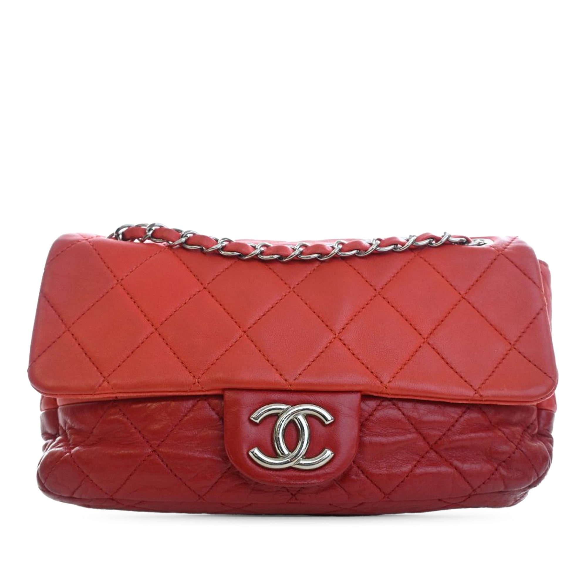 Medium Bicolor Lambskin and Calfskin CC Chain Flap