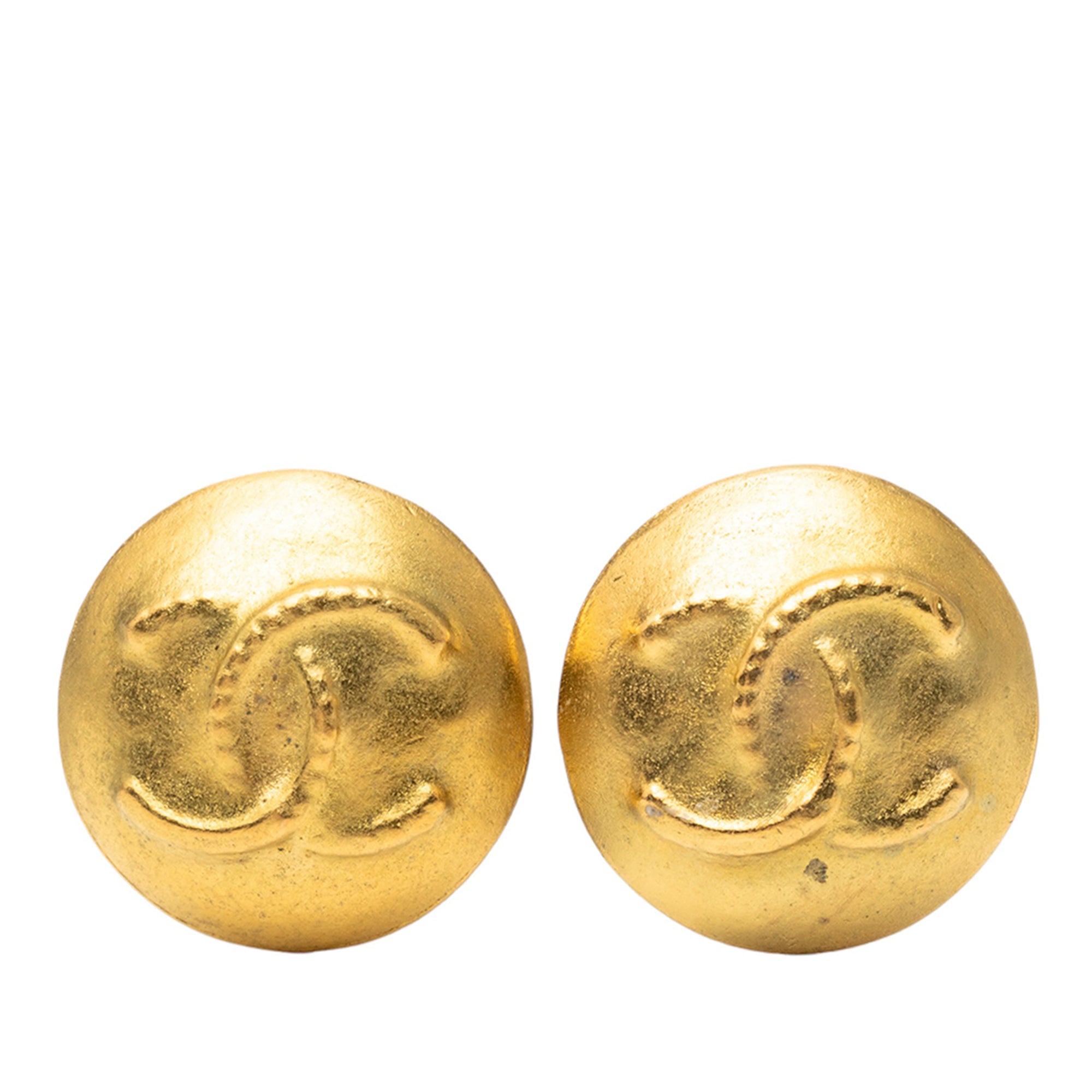 CC Gold Plated Button Clip On Earrings