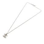 Silver Plated CC Rhinestone Pendant Necklace