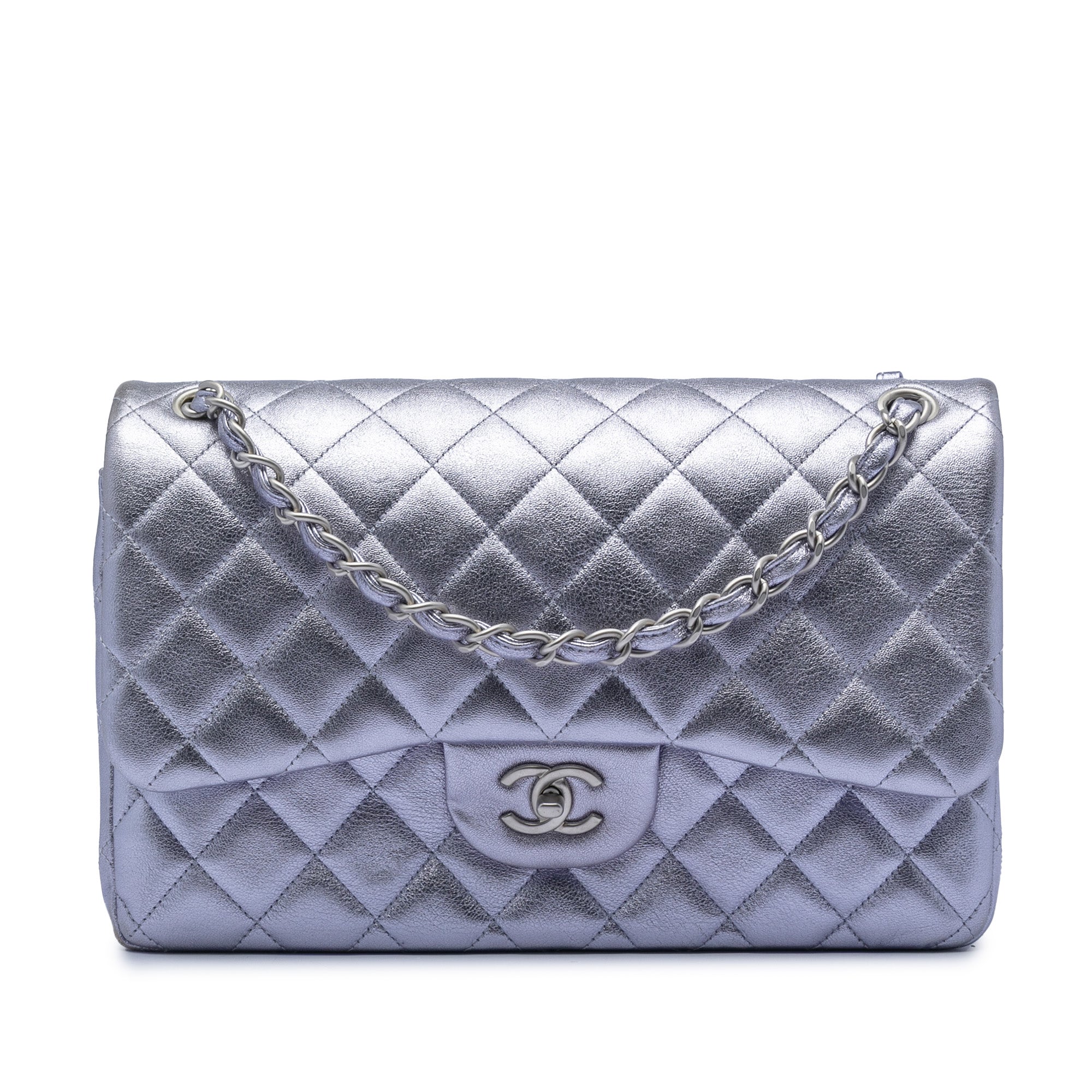 Jumbo Classic Metallic Lambskin Double Flap