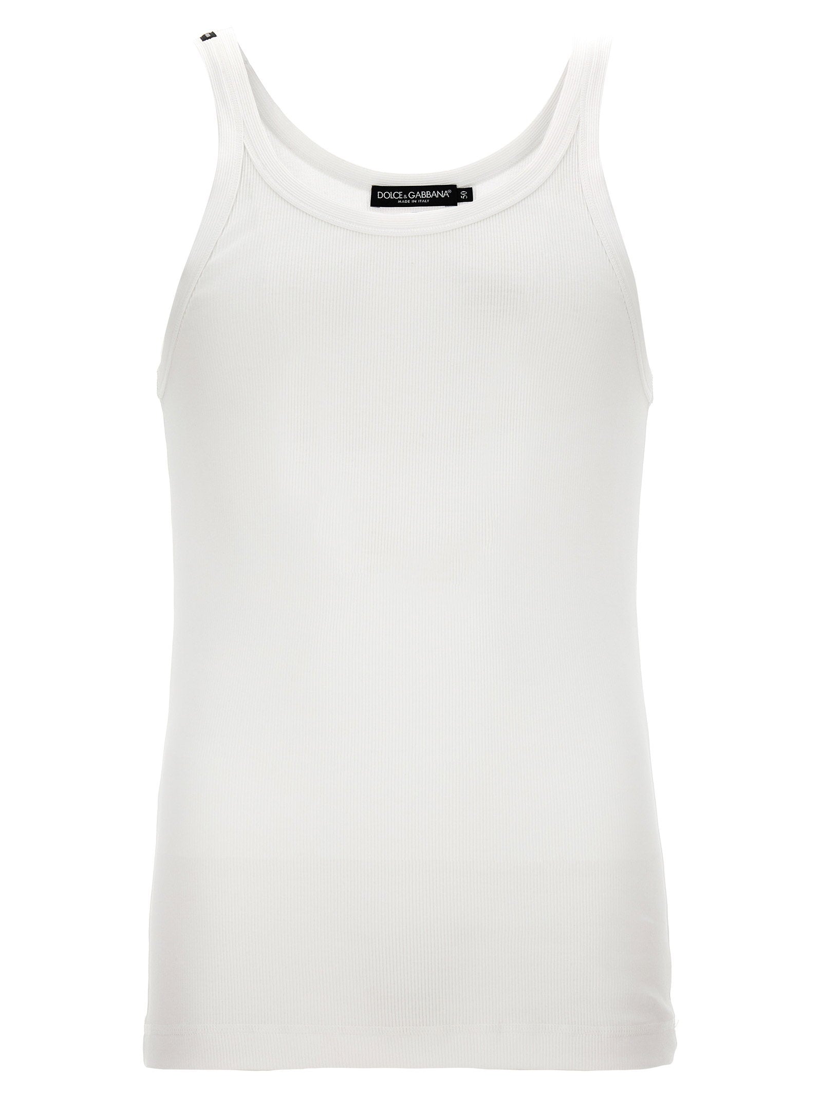 Dolce & Gabbana Ribbed Cotton Tank Top — White