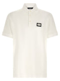 Dolce & Gabbana Logo-Patch Piqué Cotton Polo Shirt — White