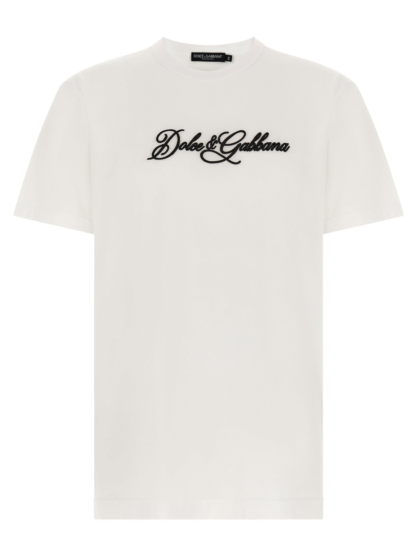 Dolce & Gabbana Logo-Embroidered T-Shirt — White