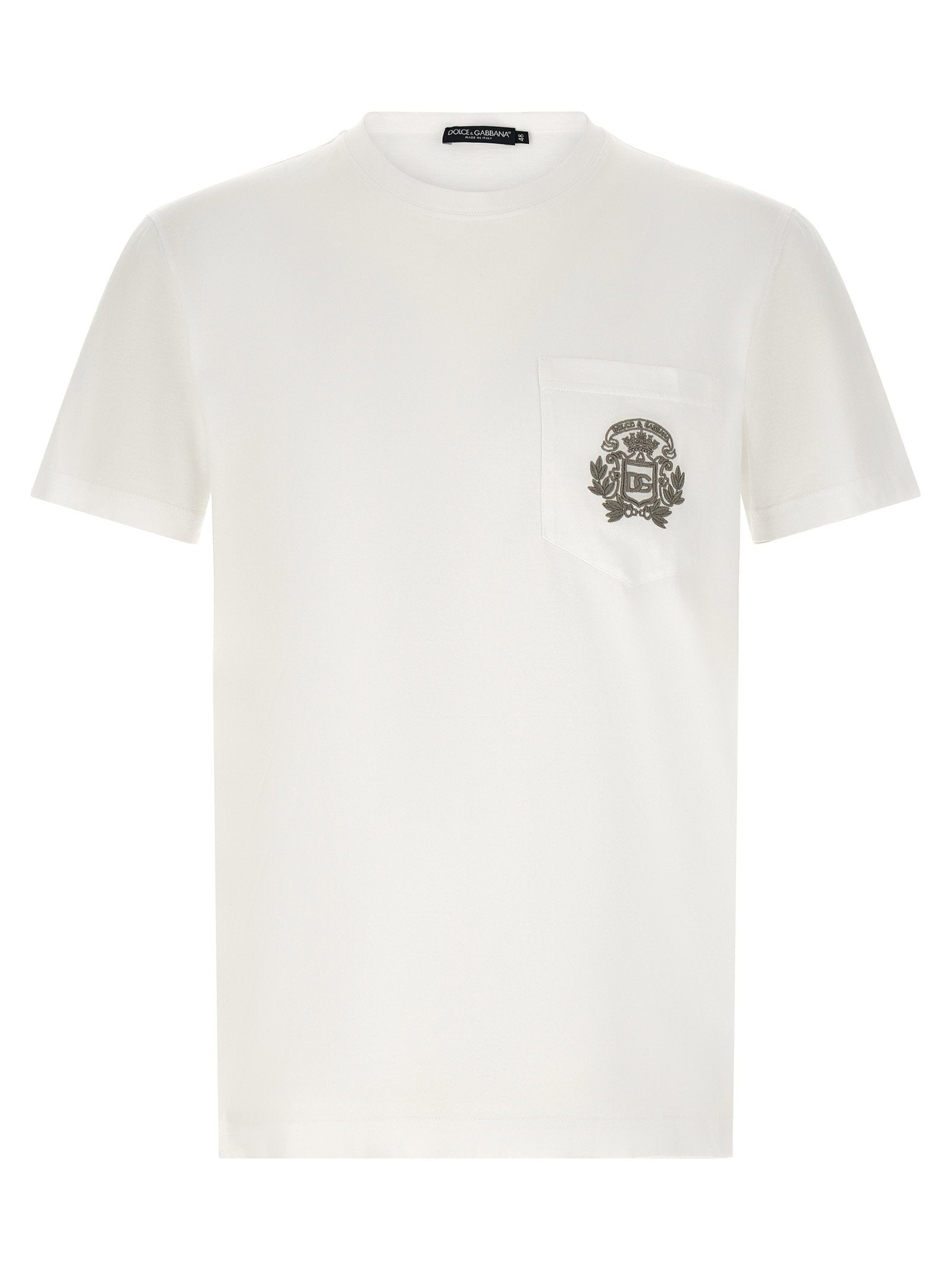 Dolce & Gabbana Logo-Embroidered Breast Pocket T-shirt — White