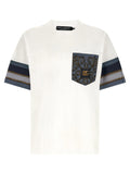 Dolce & Gabbana Paisley Silk-Insert Cargo T-shirt — Cream