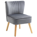 Velvet Accent Chair Occasional with Seat Padding, Curved Back & Wood Frame Legs, Grey