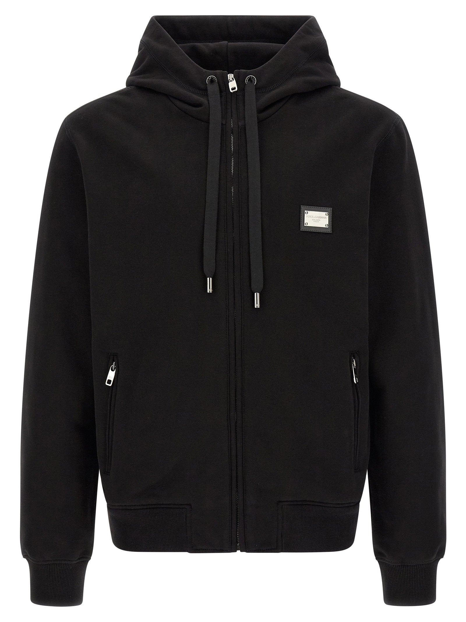 Dolce & Gabbana Logo Plaque Hoodie — Black