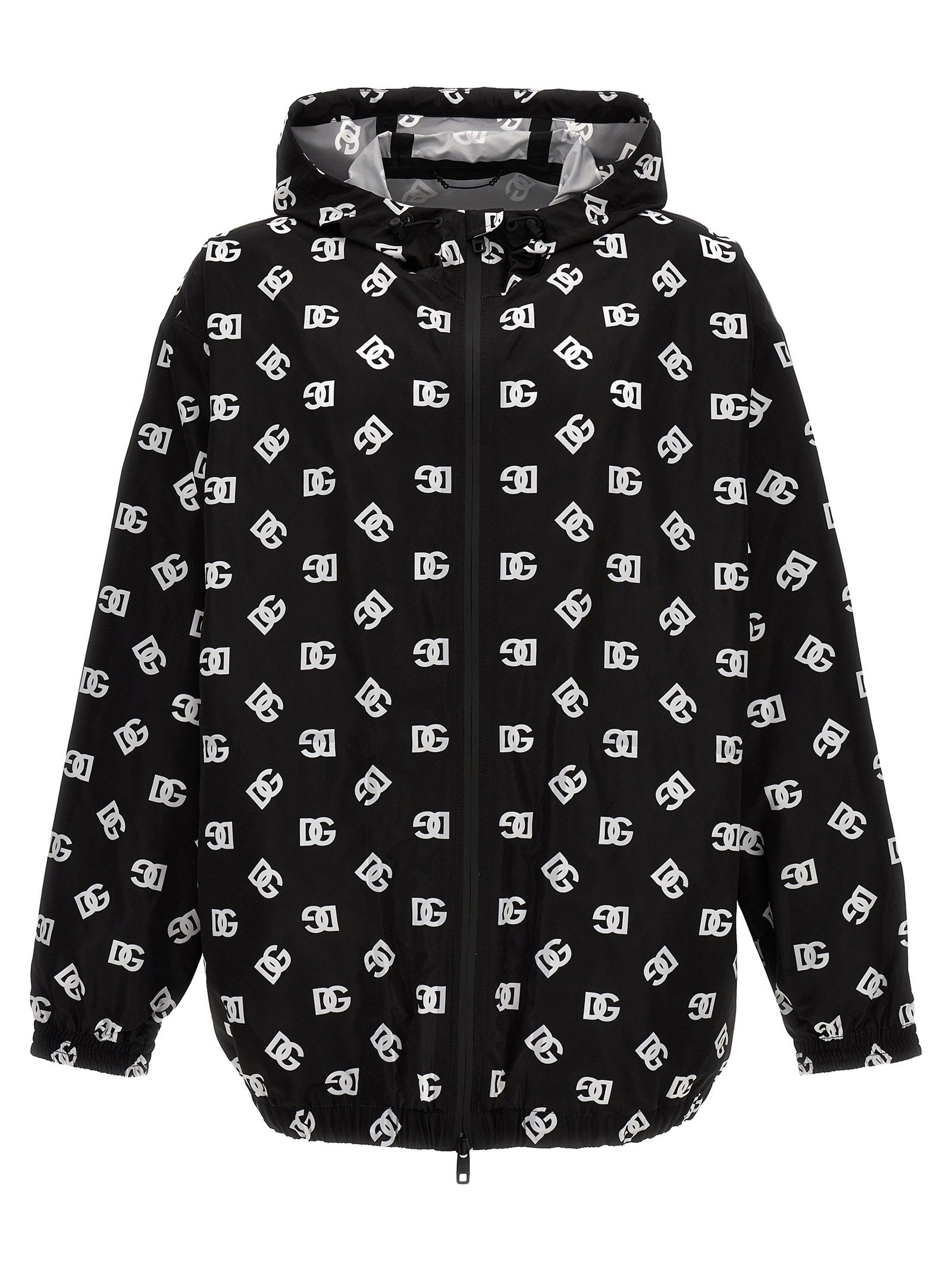 Dolce & Gabbana Logo-Print Nylon Jacket — Black