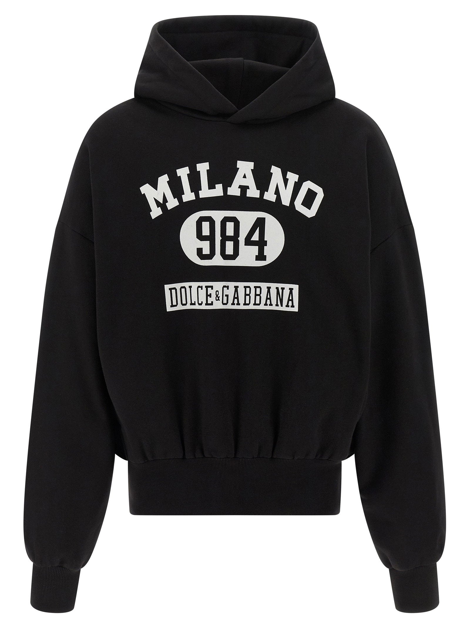 Dolce & Gabbana Flocked Print Hoodie — Black