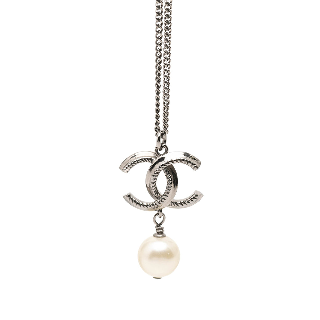 CC Brass Faux Pearl Pendant Necklace